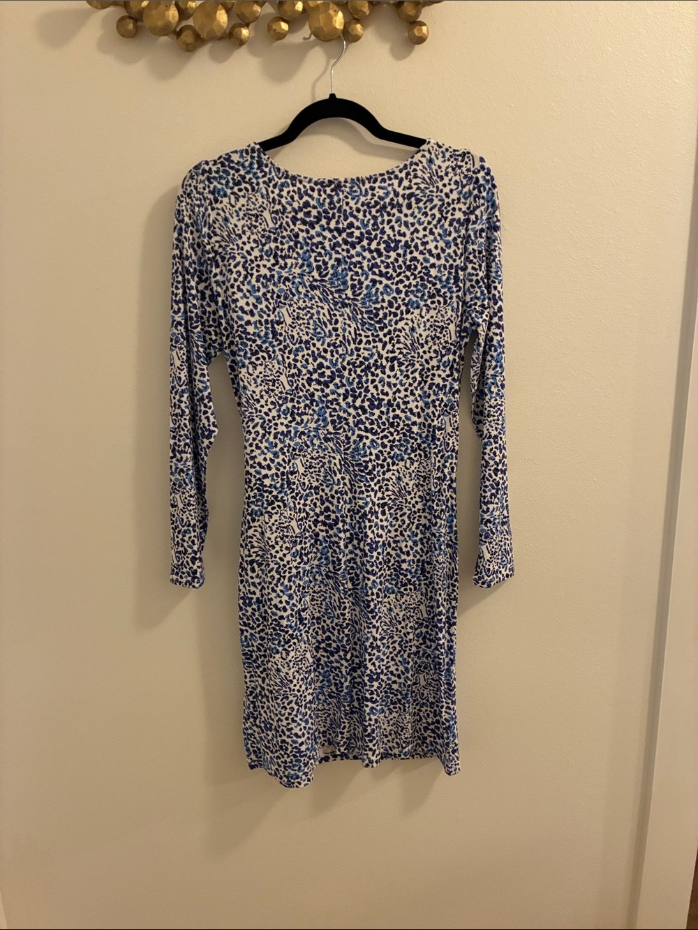 Lilly Pulitzer Blue and White Animal-Print Long Sleeve Wrap Dress - Picture 2 of 3